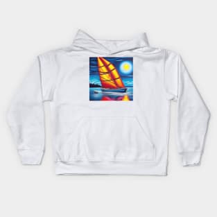 Beautiful Boat in the sea Kids Hoodie